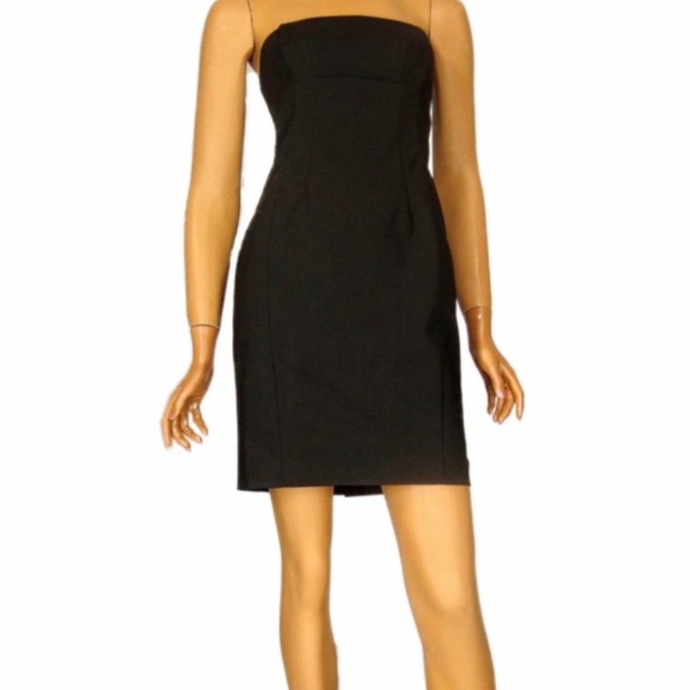 EUC Express Black Strapless Sheath Dress Sz 4 - Picture 9 of 10